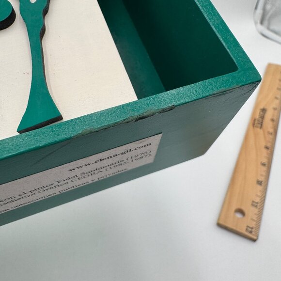 Elena Gil Artist signed Turquoise white tree 3D wall decor shelf decoration mini - Picture 10 of 14